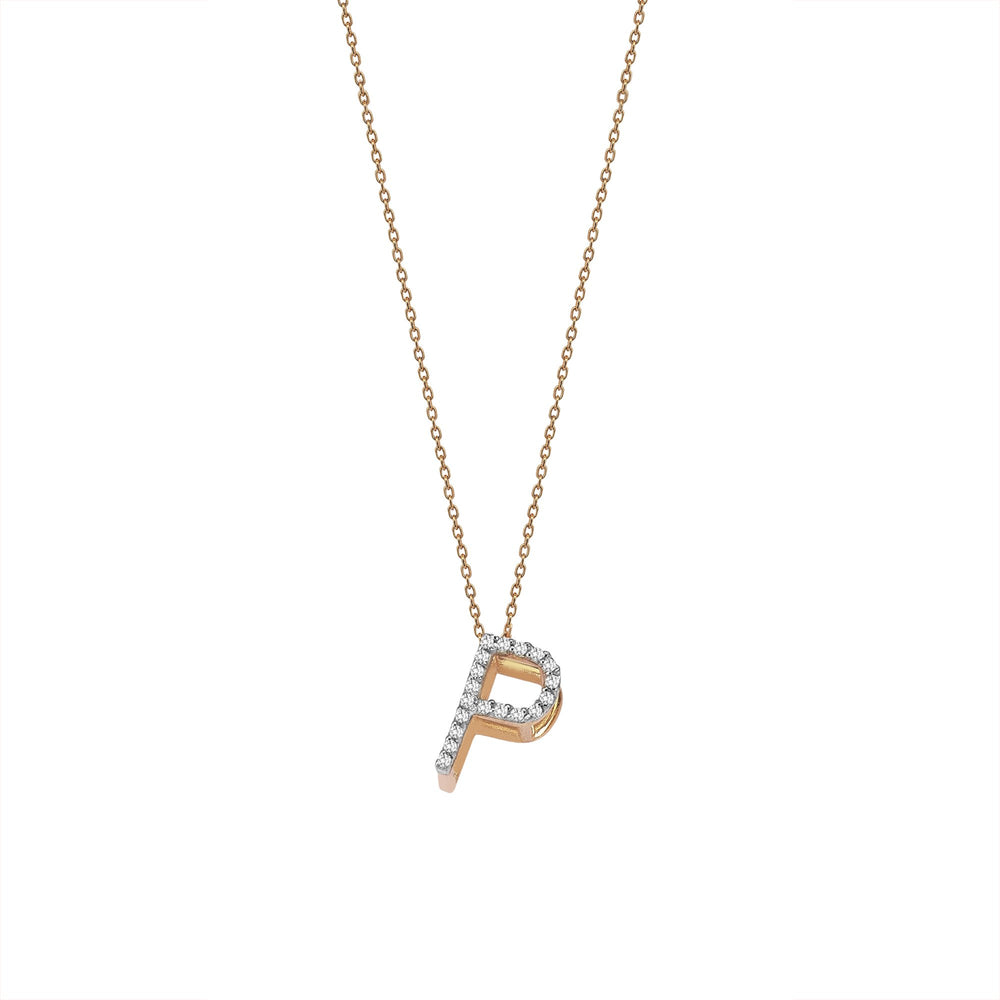 Letter Cubic Big Size Necklace - White Diamond