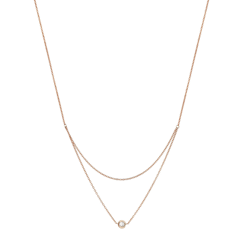 Beads Single solitaires 2 chain necklace - White Diamond