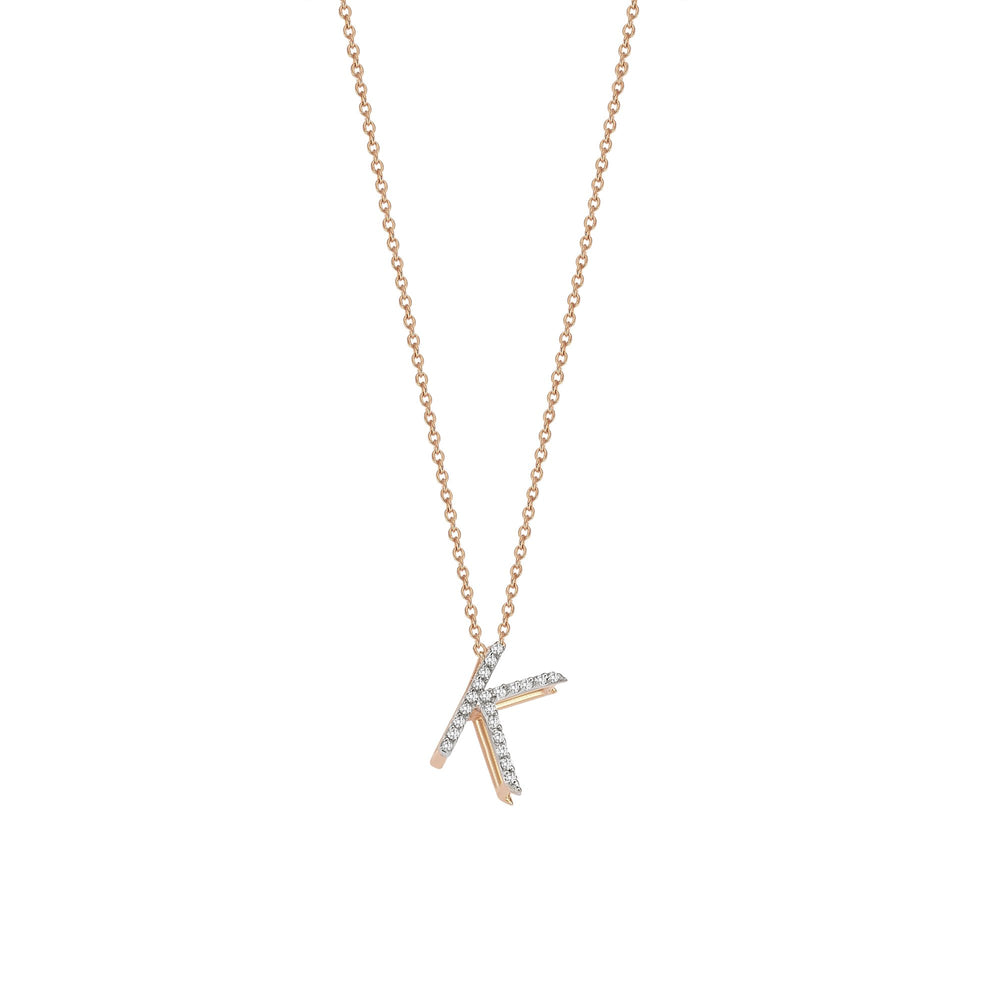 Letter Cubic Big Size Necklace - White Diamond