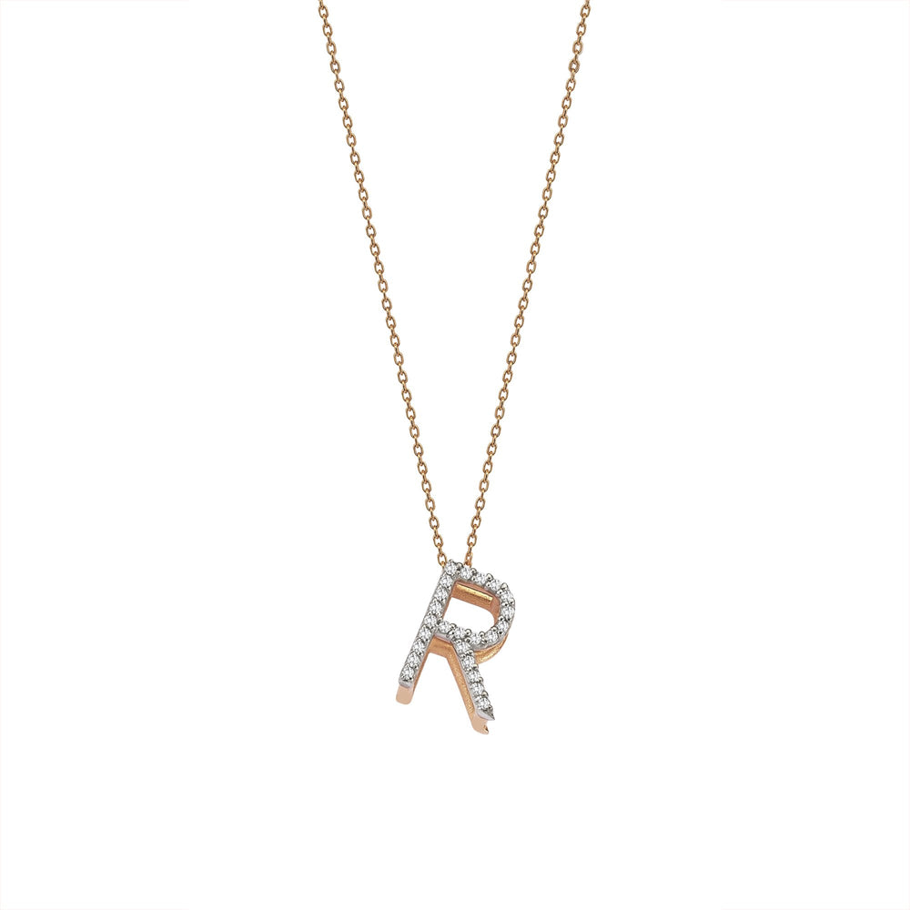 Letter Cubic Big Size Necklace - White Diamond