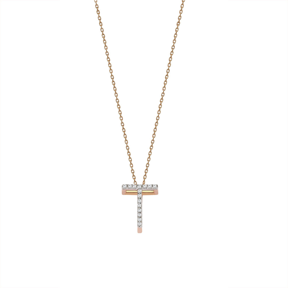 Letter Cubic Big Size Necklace - White Diamond