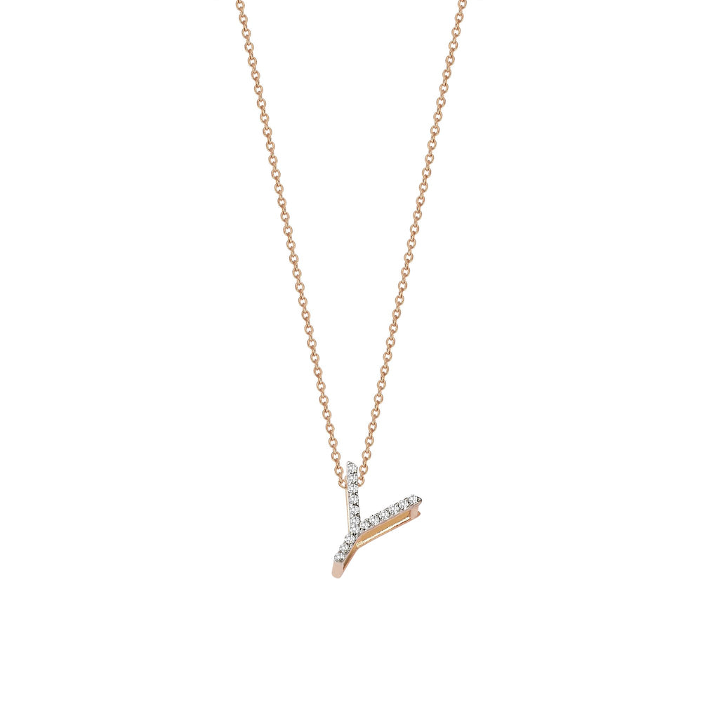 Letter Cubic Big Size Necklace - White Diamond