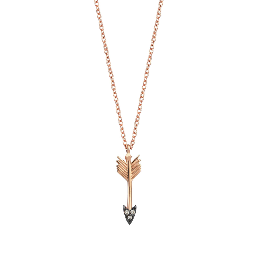 Mini Arrow Necklace - Champagne Diamond