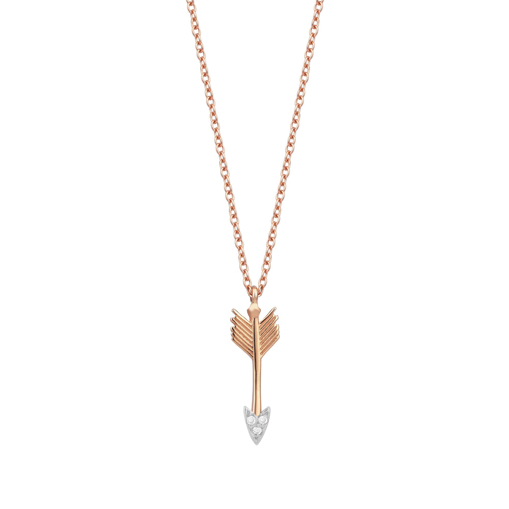 Mini Arrow Necklace - White Diamond