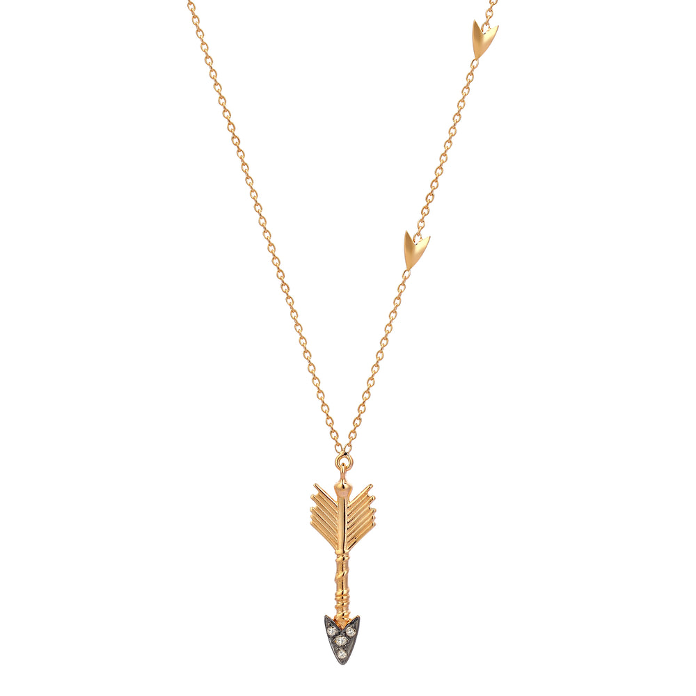 Triplet Arrow Necklace - Champagne Diamond