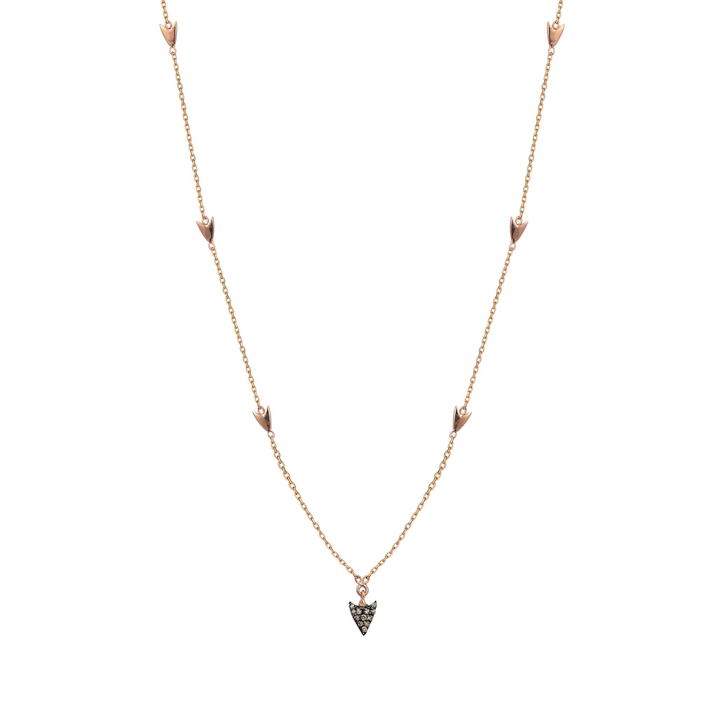 Mini Arrow Chain Necklace - Champagne Diamond