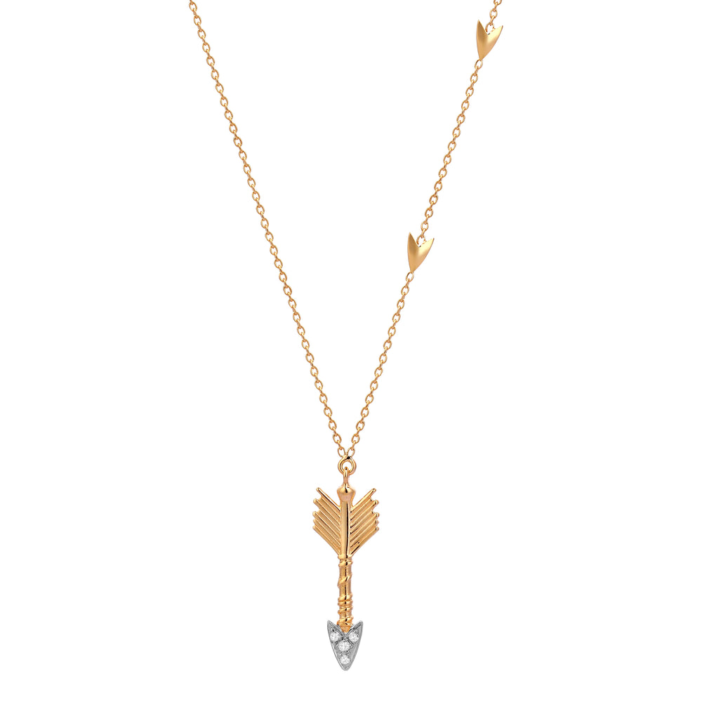 Triplet Arrow Necklace - White Diamond