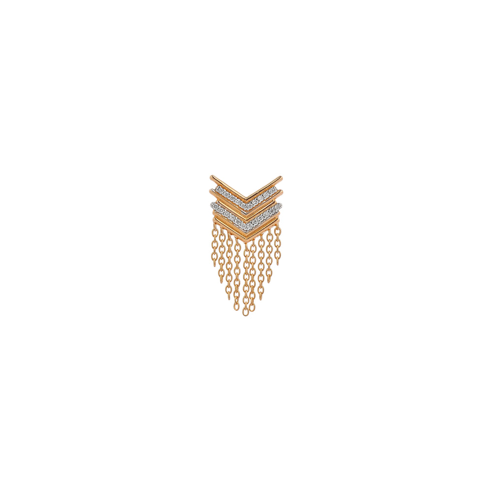 Chevron Fringe Earring (Single) - White Diamond