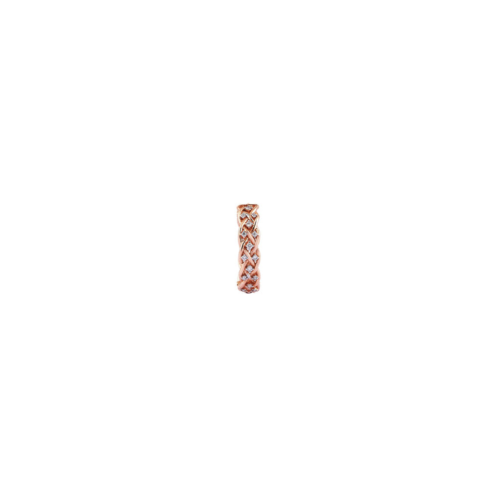 Wire Knit Diamond Hoop (Single) - White Diamond