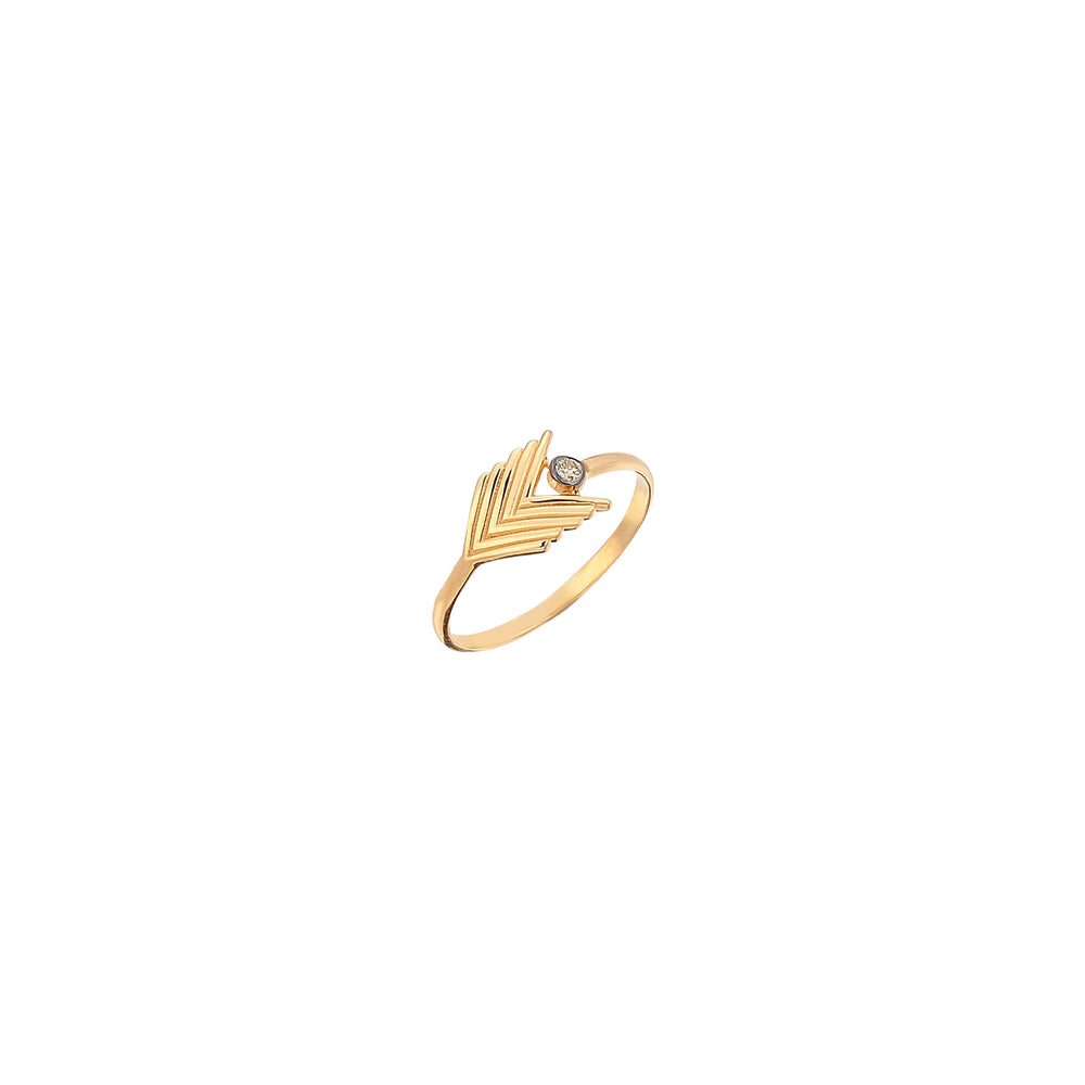 Chevron Solitaire Ring - Champagne Diamond