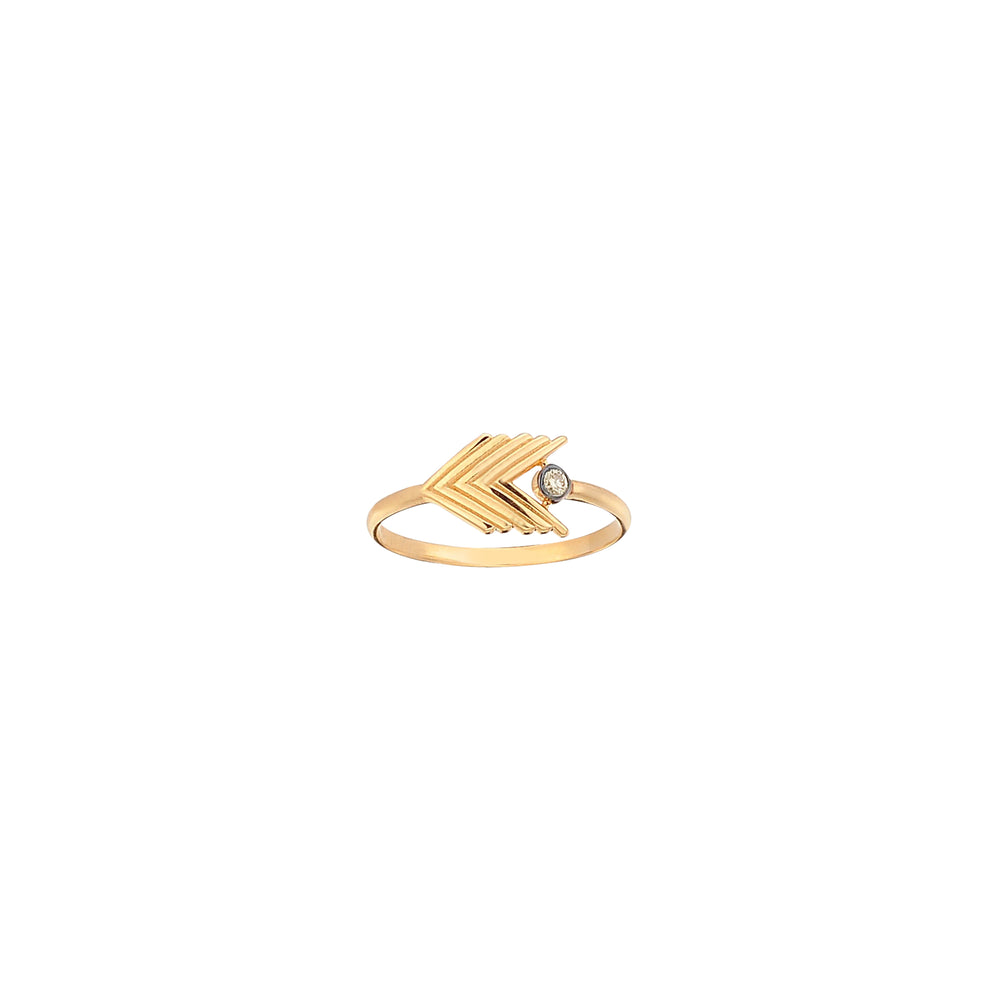 Chevron Solitaire Ring - Champagne Diamond