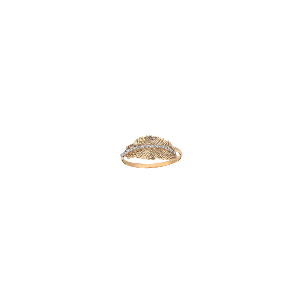 Thick Feather Pinky Ring - White Diamond