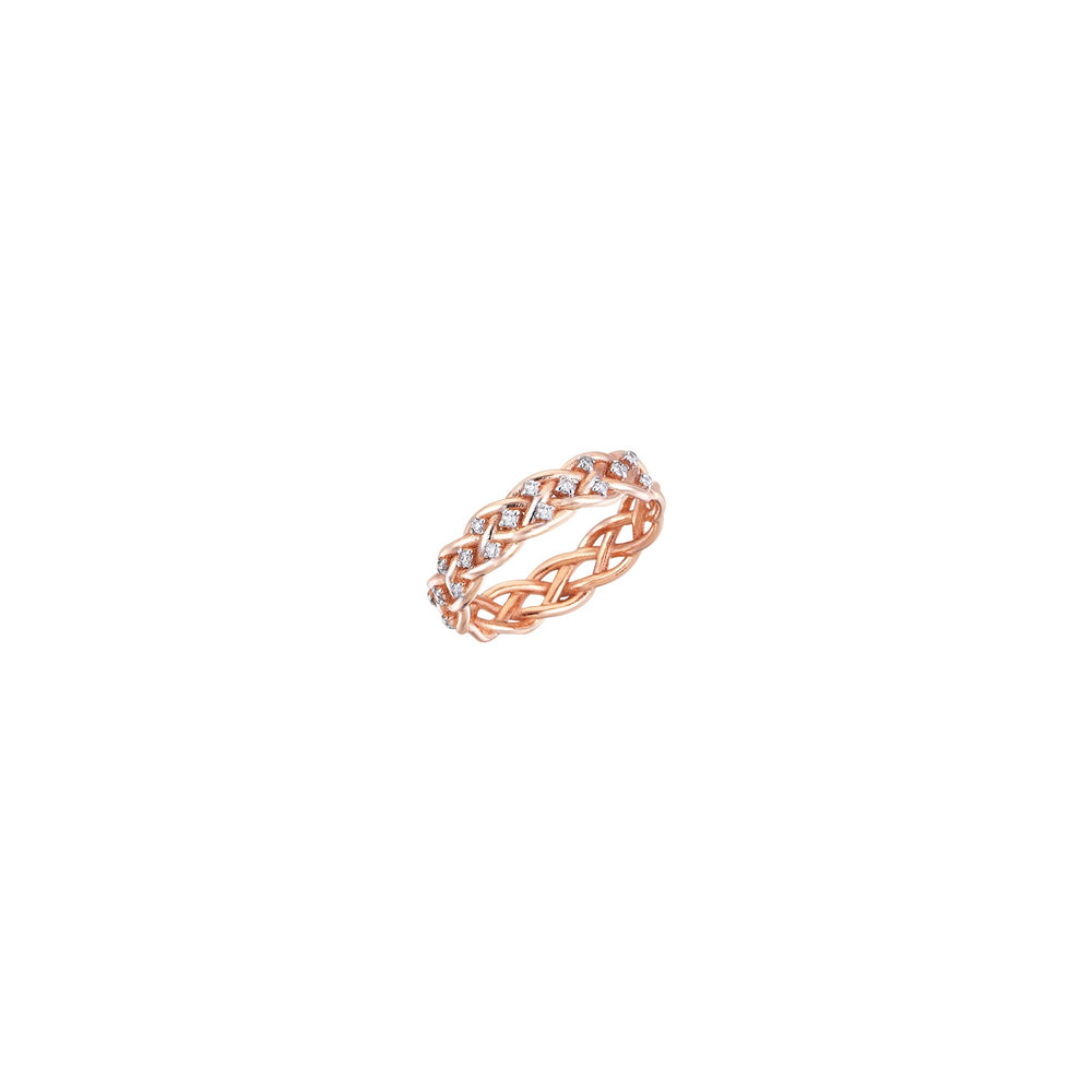 Thick Wire Knit Ring - White Diamond