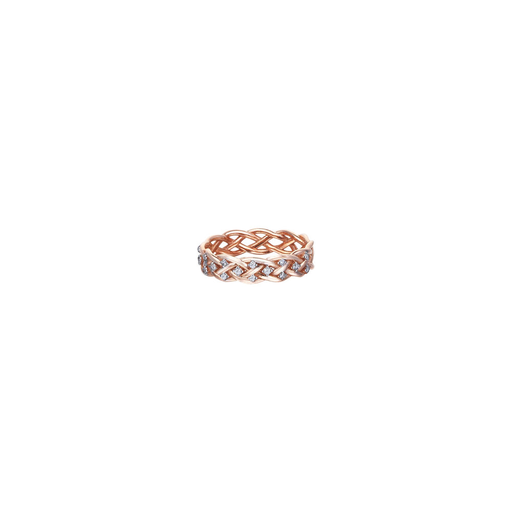 Thick Wire Knit Ring - White Diamond